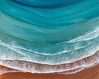 Sample Piece | Sculpted Sea Painting in Acrylics - 12" x 24"