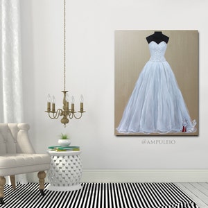 MADE TO ORDER Custom Wedding Dress Painting Choose a Size Free Shipping imagem 5