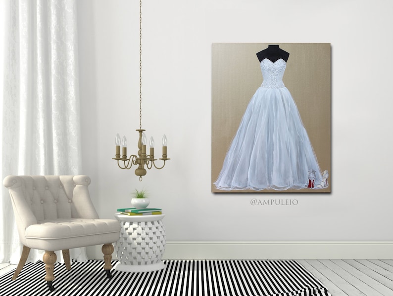 MADE TO ORDER Custom Wedding Dress Painting Choose a Size Free Shipping imagem 5