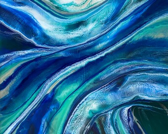 A Sea Of Jewels - 16” x 20” abstract resin painting