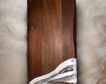 White, copper-brown, and black Resin Charcuterie Board