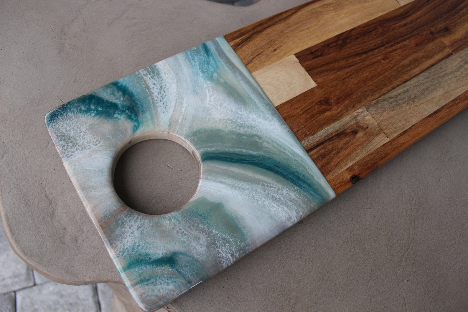 Resin Cheese Board Large Acacia Wood Custom Etsy