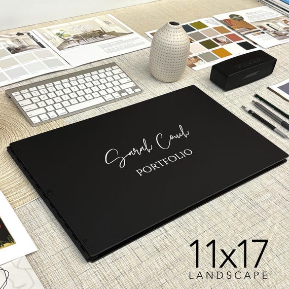 Matte Black Portfolio 11x17 Landscape Portfolio Sleek Portfolio
