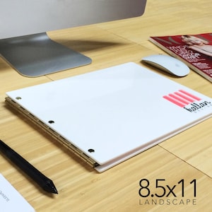 Portfólio Branco Brilhante com Dobradiças Douradas 8,5x11 Orientação Paisagem Apresentação de Portfólio 8,5x11 Poste de Parafuso Paisagem Design de Portfólio