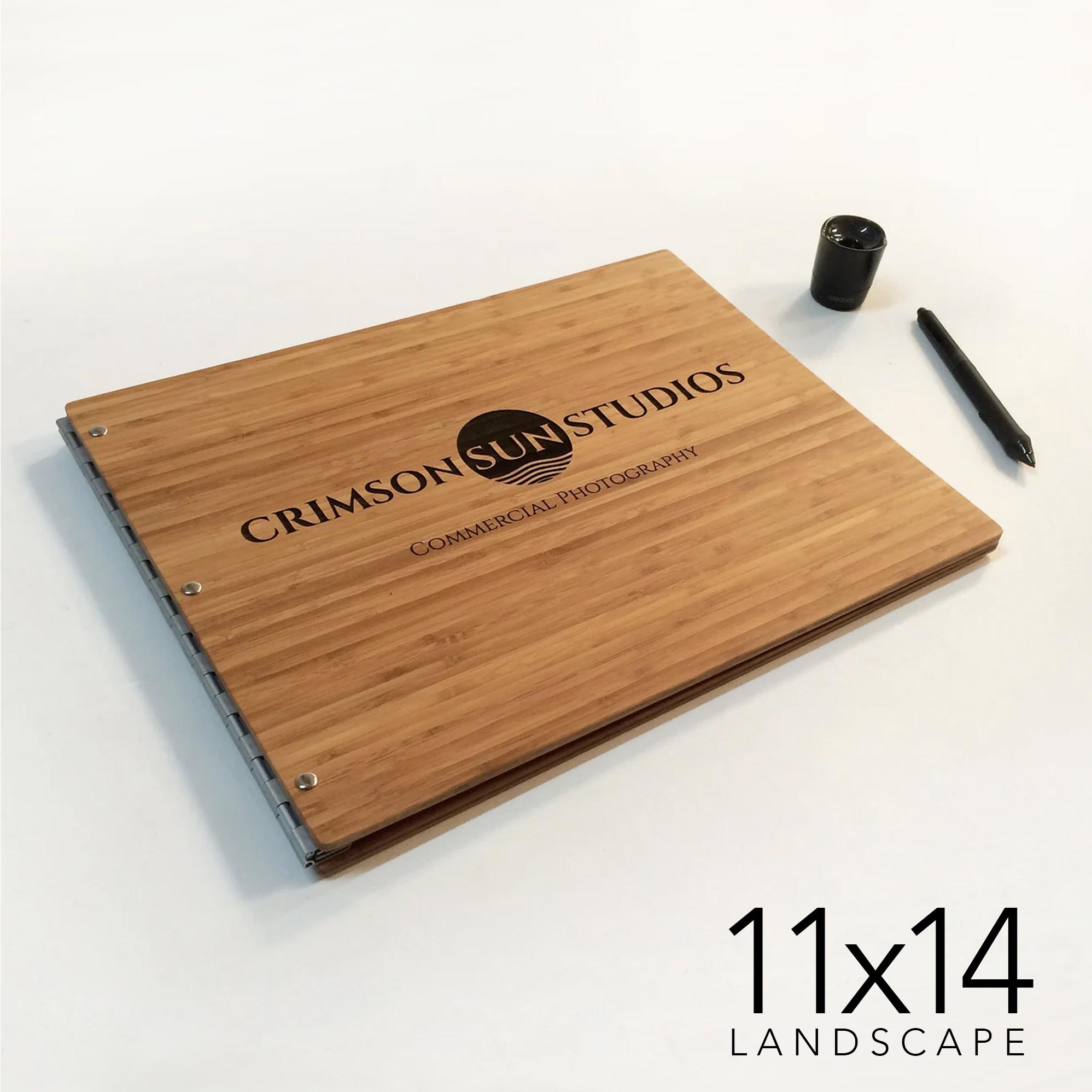Bamboo Portfolio Amber 11x14 landscape Amber Bamboo w/ Silver Hinges Design Portfolio Folio screw post portfolio Presentation - 100% bamboo