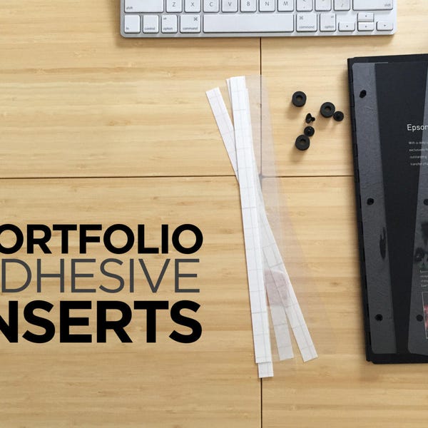 ADHESIVE INSERTS for screwpost portfolio books - Available in Mini, 8.5", 11", 12", and 14" long strips - SleekPortfolios Accssories