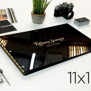 Glossy Black Portfolio with Gold Hinges 11x17 Portfolio Book Case 11x17 Landscape Screw Post Portfolio Presentation Portfolio Case folio