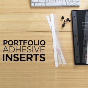 INSERTI ADESIVI per portadocumenti con perno a vite - Disponibili in strisce mini, da 8,5", 11", 12" e 14" - Accessori SleekPortfolios