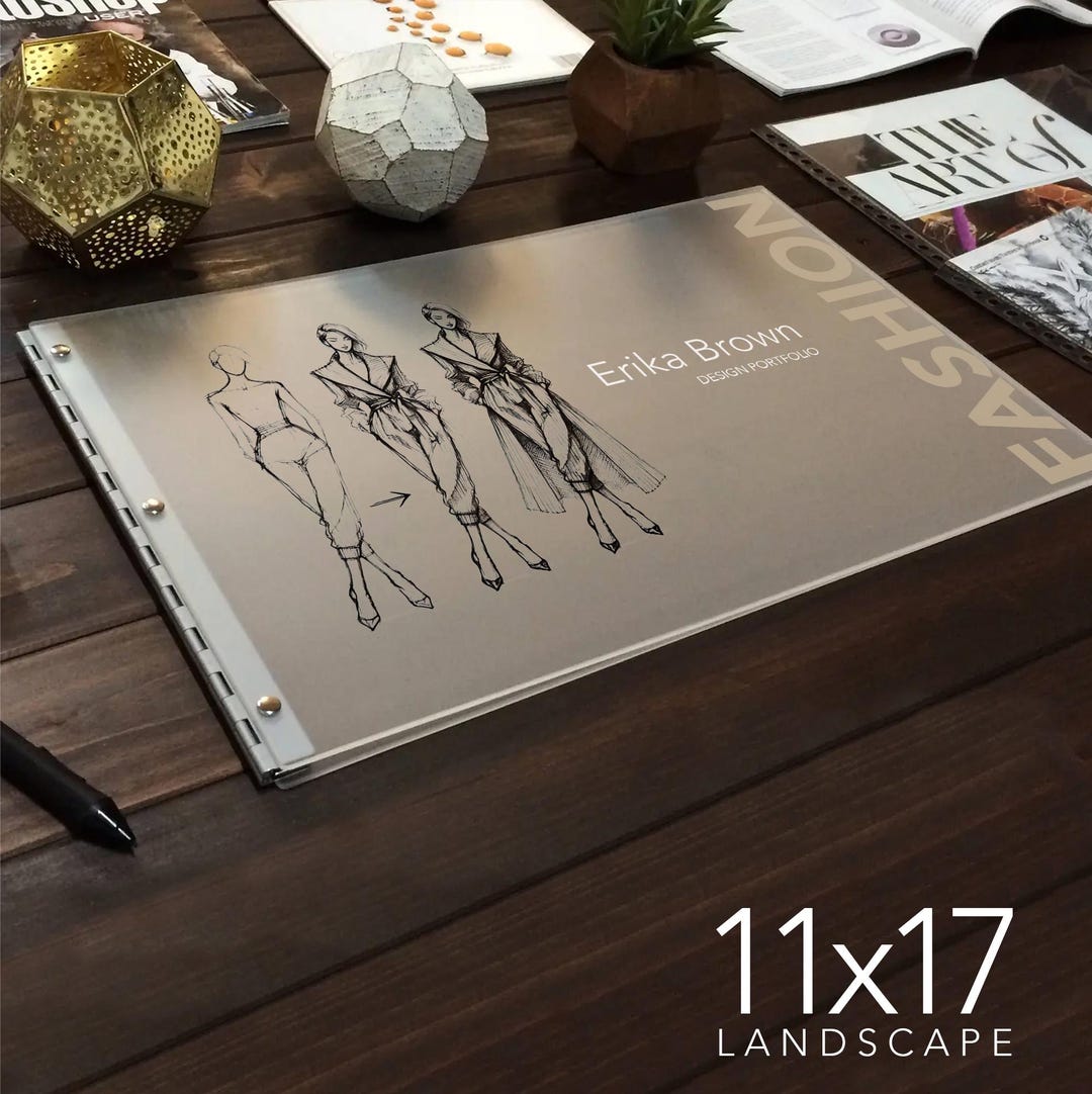 Frosted Clear Portfolio With Silver Hinge 11x17 Landscape