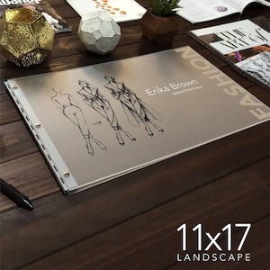 Frosted Clear Portfolio with Silver Hinge 11x17 Landscape Orientation Portfolio Presentation 11x17 Screw Post Portfolio Folio Portfolio Book