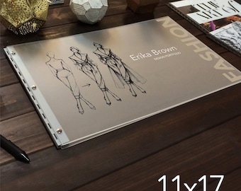 Frosted Clear Portfolio with Silver Hinge 11x17 Landscape Orientation Portfolio Presentation 11x17 Screw Post Portfolio Folio Portfolio Book