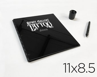 11x8.5 Portrait Orientation Glossy Black Portfolio Letter Size Business Folder Case Professional Presentation Book with black hinges