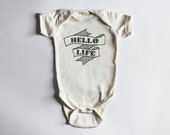 Organic Onesie - Hand Screen Printed Baby/Infant Bodysuit Creeper: Hello Life - Shower Gift