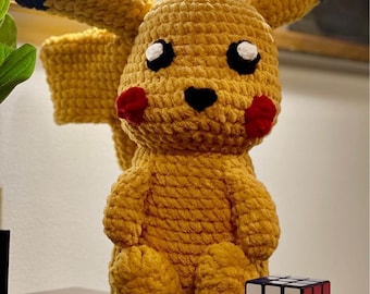 Large Crochet Pika Plushie – Handmade Voltspark Amigurumi