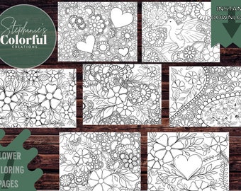 Flower Coloring Pages, Adults Coloring Pages, Kids Coloring Pages, Digital Coloring Pages, Printable Coloring Pages, Adult Coloring Sheets