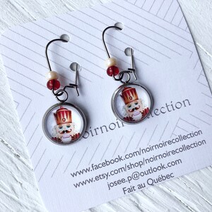 Earrings, nutcrackers, seed bead, knitting accessory, golden foliage, stainless steel... EAR1086