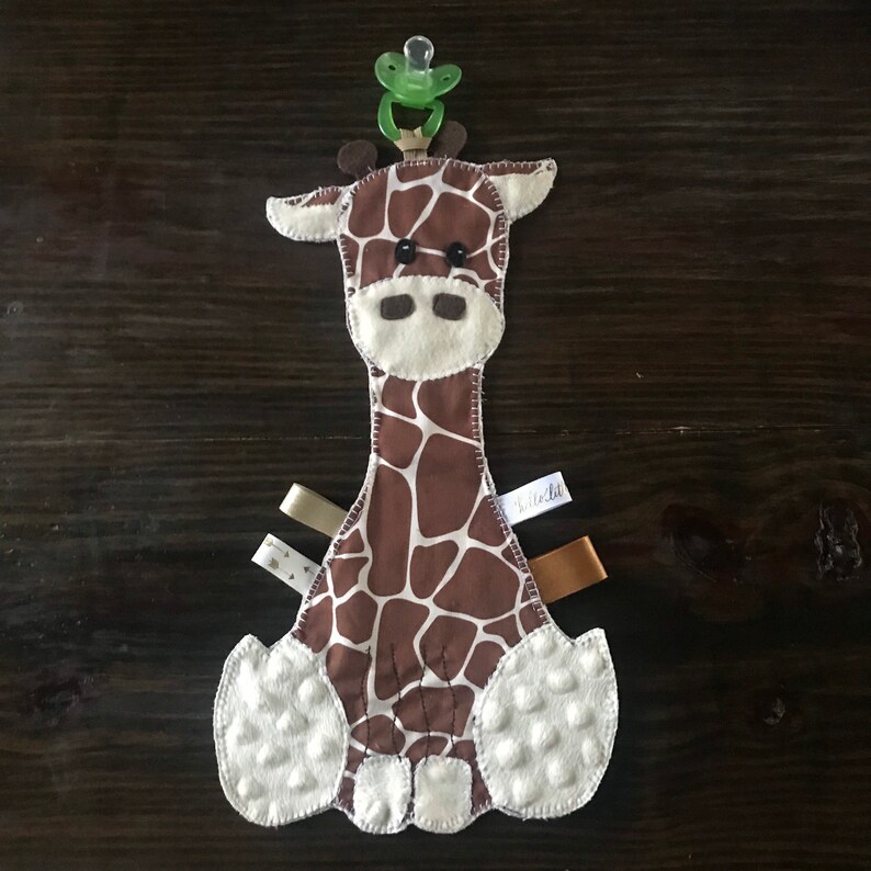 Giraffe Lovey Pacifier Holderpersonalized Baby Gift Paci Etsy