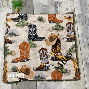 Cowboy Boot Lovey Binky Blankie, Soothie Blanket, baby shower gifts, cowboy gifts for baby, trendy baby things, personalized pacifier