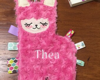 Pink Llama Binky Buddy, Lovey Pacifier Holder, Alpaca Monogrammed Lovey, Binky Holder, Personalized Paci Holder, Llama baby items