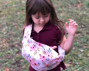 Peach Rose Baby Doll Sling, Personalized baby doll carrier, Big Sister Gift, baby wearing, baby doll accessories