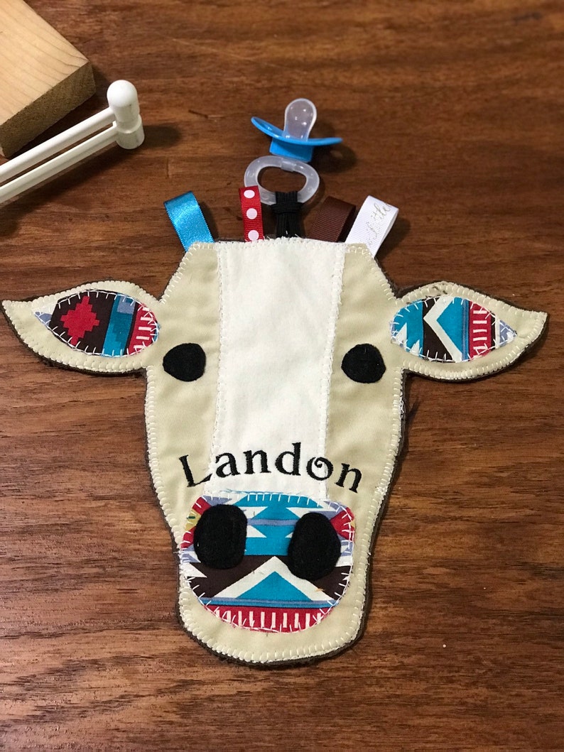 Boy Cow Lovey Paci Holder Personalized baby gift Pacifier Etsy
