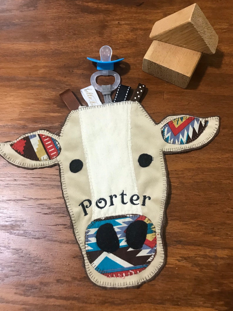 Personalized Boy Aztec Cow Buddy Blanket With Matching Cow Etsy