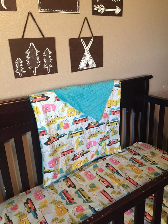 Camper Crib Sheet camping theme nursery custom fitted crib Etsy