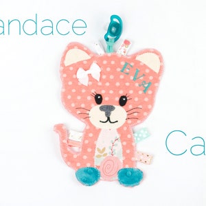 Coral Cat Pacifier Holder: Minky Lovey Security Blanket