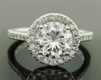 Kristin 2 carat Brilliant Round Diamond Semi Mount 0.48 carats diamonds 14 karat white gold Engagement Ring