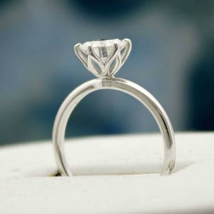 1.25 Carat Brilliant 7mm Round Moissanite Engagement Ring Beautiful 6-Prong Tulip Solitaire Setting Custom Made 14K Rose, White, Yellow Gold image 1