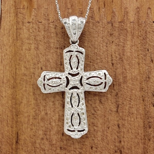 Vintage 14 Karat White Gold 0.30 Carat Diamond Cross Pendant!