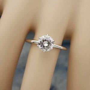 1.25 Carat Brilliant 7mm Round Moissanite Engagement Ring Beautiful 6-Prong Tulip Solitaire Setting Custom Made 14K Rose, White, Yellow Gold image 6