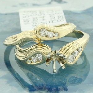 0.27 carat diamond engagement ring with matching diamond wedding band made in 14Kt yellow here in USA! Choose your center stone!