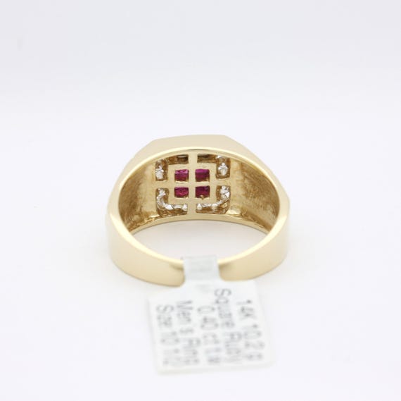 Men’s 14K Yellow Gold Invisible Set Square Natura… - image 8