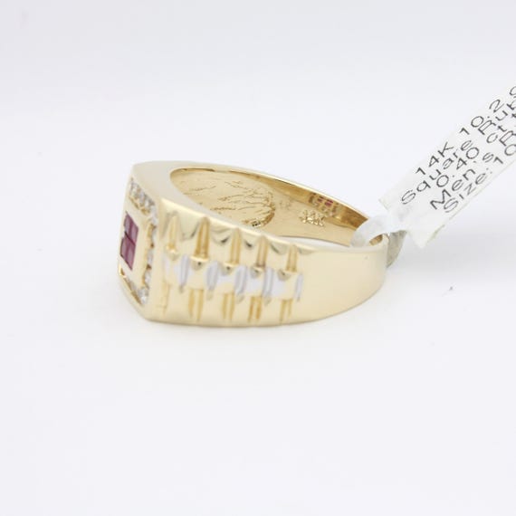 Men’s 14K Yellow Gold Invisible Set Square Natura… - image 7