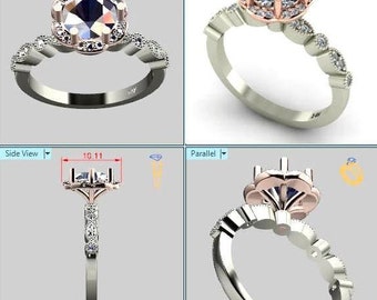 Custom Bridal Set, Custom Engagement Ring, Custom Wedding Band, Custom Jewelry Design for any shape, cut or size diamond gemstone moissanite