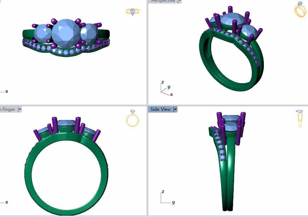 Custom Design Engagement Ring & Matching Wedding Band Using Customers ...