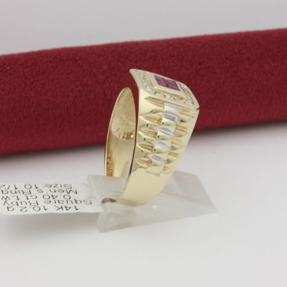 Men’s 14K Yellow Gold Invisible Set Square Natura… - image 4