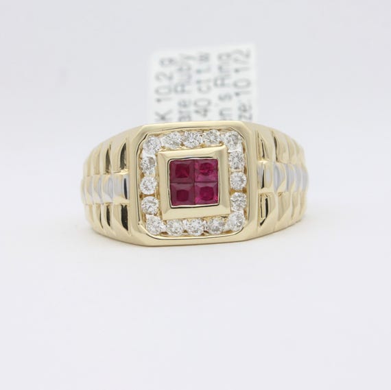 Men’s 14K Yellow Gold Invisible Set Square Natura… - image 5