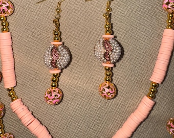 Conjunto de colar e brincos Coral Crush