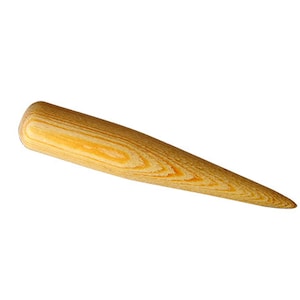 May include: A wooden rolling pin with a light brown color and a smooth, rounded surface.