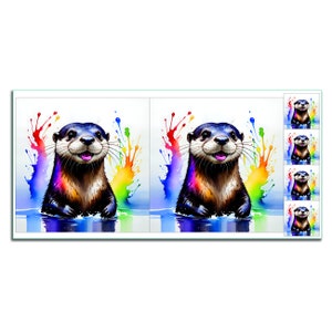 Rainbow Otter Bag/Cushion Panel with Charm Squares