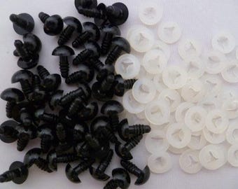 Acessórios para brinquedos - 24 conjuntos de globos oculares pretos - olhos de domo preto de 12 mm