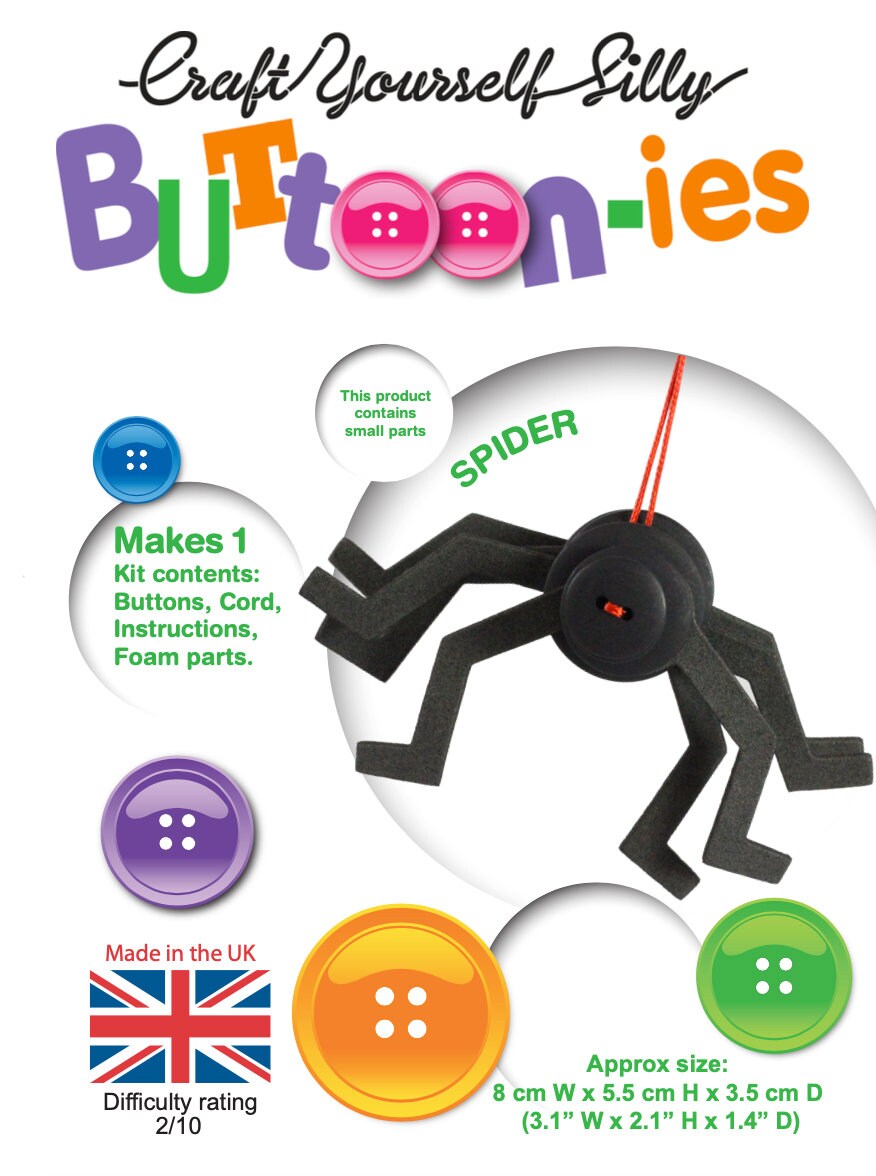 Spider Buttoonies | Kids Crafts | Arts and Crafts | Button | Toy - Etsy UK