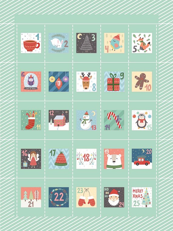 Green Stripe Fabric Advent Calendar Festive Decoration Handmade Craft  Kit