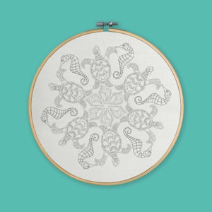 Under the Sea Embroi-doodle | Hand Embroidery | Printed Fabric | Repeated Pattern | Needlepoint
