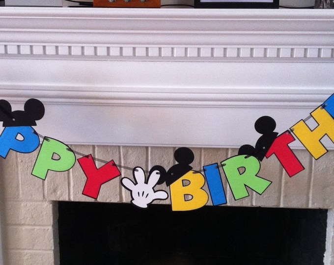 Mickey Mouse Happy Birthday Banner - Etsy