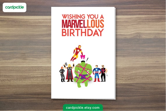 Download Printable Card Birthday Card Avengers Card Etsy