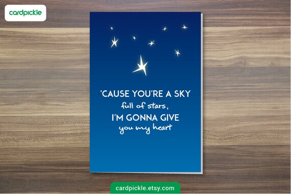 Download Printable Card Cold Play A Sky Full Of Stars Etsy
