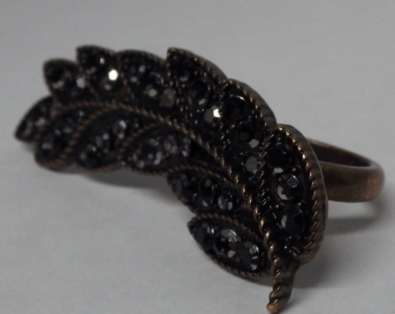Black Rhinestone Double Ring Sizes 6.75 and 7.75